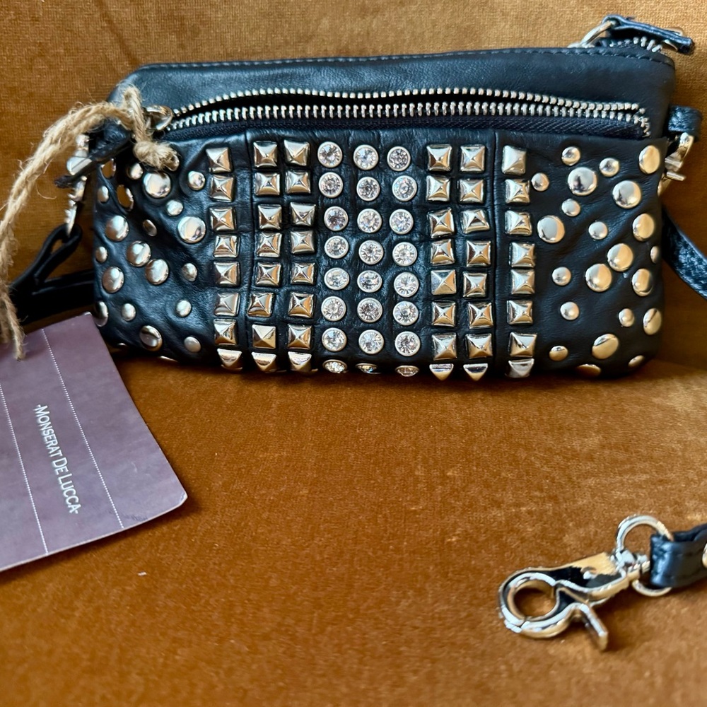 Monserat De Lucca Black Studded Crossbody Bag